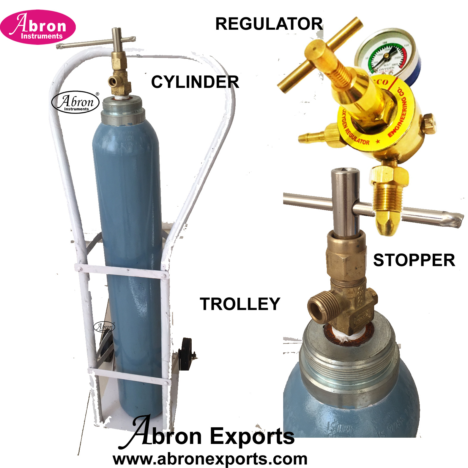 Hospital Medical Cylinder Oxygen CO2 etc with regulator and trolley with wheels AB-2360R-